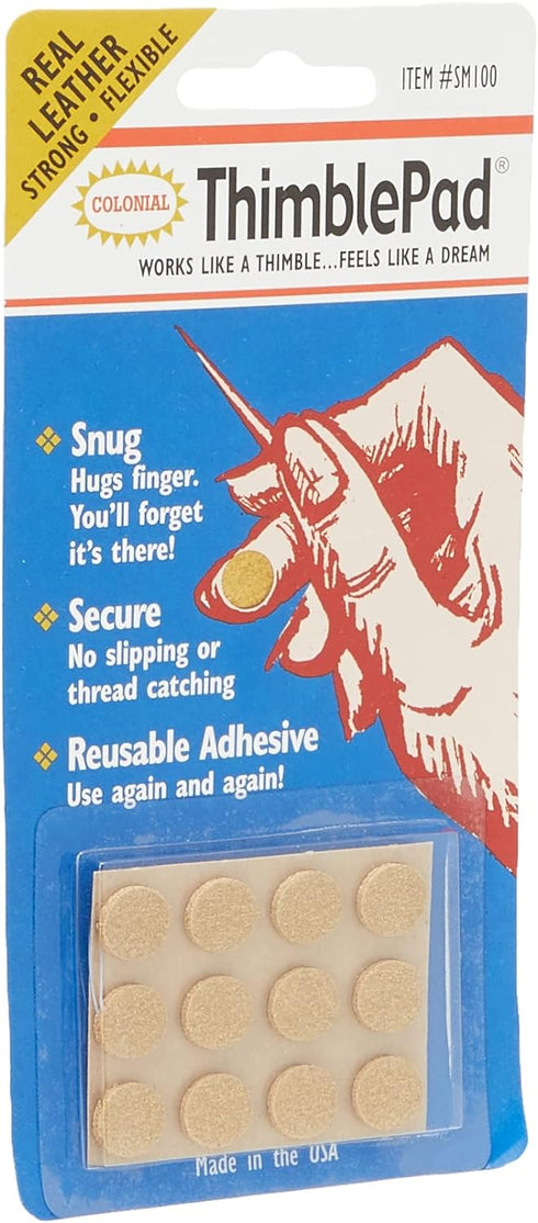 Colonial Needle Co Leather Thimble Pad 1 Sheet of 12 Pads...