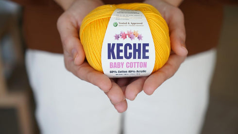 Keche Cotton Yarn, 60% Cotton 40% Acrylic Yarn, Soft Cotton Yarn for Crochet and Knitting, Amigurumi Yarn 1 Skein/Ball 1.76 Oz (50g) / 180 Yrds (1...
