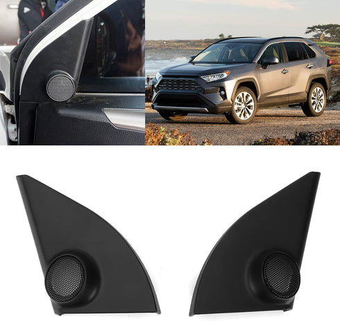 Qiilu Front Door Pillar Tweeter Cover, 2pcs Car Tweeter Speaker Cover Trim Black Modification Replacement for RAV4 2014?2019...