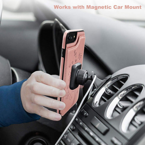 Vaburs for iPhone 7 Plus/8 Plus Case Wallet with Card Holder, Embossed Butterfly Premium PU Leather Double Magnetic Buttons Flip Shockproof Cover ...