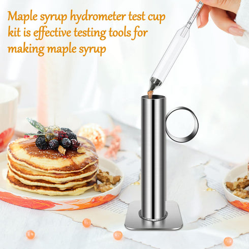 Maple Syrup Hydrometer Kit - Stainless Steel Test Cup, Baume and Brix Scale, Cleaning Brush, Maple Syrup Density Kit for Accurate Measurements of ...