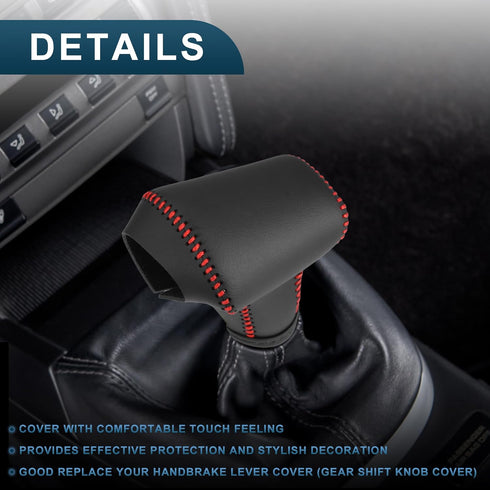 Gear Shift Knob Cover for Kia Rio 4 K2 Sportage Ql kx5 Optima K5 NIRO 2017 2018 2019 with Red Stitches Durable | Transmission Shifter Boot Lever C...