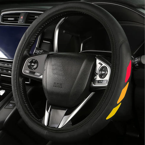 Tri-Color 3 Color Logo Steering Wheel Cover, Elastic Steering Wheel Cover Protector Anti-Slip Durable Universal 15 Inch Compatible with Toyota Veh...