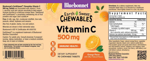 Bluebonnet Nutrition EarthSweet Vitamin C 500 mg Powerful Antioxidant Protection & Immune Health Support Supplement - Maximum Absorption - Gluten-...