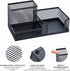 2 Pack Black Pen Holder - Mesh Desk Organizer Office Supplies Caddy with Sticky Notes Holder, 3 Compartments 4 Non-slip Mats Easy Storage Suitable...