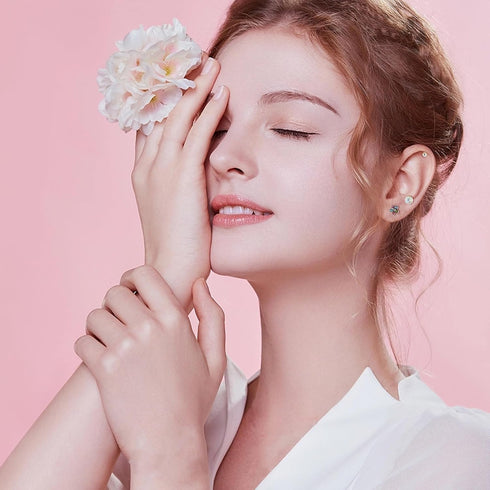 THUNARAZ 16 Pairs Hypoallergenic Screw Back Earrings for Women Girls Surgical Steel Tiny CZ Pearl Ball Heart Flower Screwback Flat Back Stud Earri...