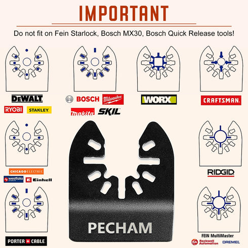PECHAM 22PCS Curved Oscillating Tool Blades, Professional Universal Titanium Arc Edge Oscillating Multitool Blades for Wood Plastics Metal Hard Ma...