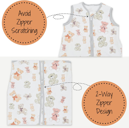 Sleep Sack, 100% Organic Cotton Baby Sleep Sack, 0.5 TOG Sleep Sack Lightweight, 2-Way Zipper Toddler Sleep Sack Soft, 6-12 Months Infant Sleep Sa...