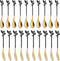 AnSaw 10-Pieces Small Coffee Spoons and 10-Pieces Desserts Forks, 4.7-inch Stainless Steel With Leaf Handle (Black & Gold)...