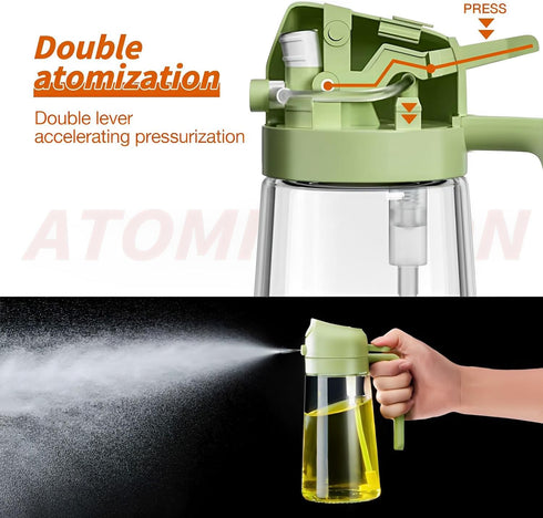 Oil Dispenser for Kitchen, 2 in 1 Oil Dispenser and Oil Sprayer, 16.5oz/470ML Oil Dispenser Bottle Spray and Pour with Brush for Air Fryer, Kitche...