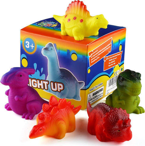 6 Packs Light-Up Floating dinosaur bath Toys set, for Baby Toddler nephew in birthday Christmas Easter , great water Bathtub shower Pool bath toy ...