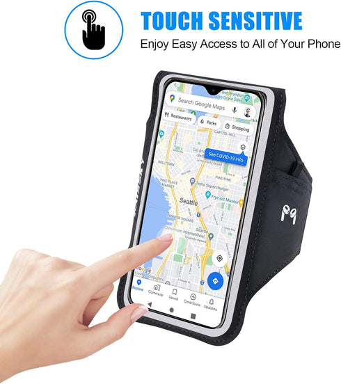 HAISSKY Running Armband with Earbuds Bag Cell Phone Armband for iPhone 14 13 12 11 Pro Max XR XS X, Galaxy S20 S10 Sweat Resistant Sports Phone Ho...