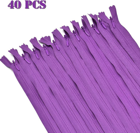 40Pcs 20 Inch Nylon Invisible Zippers Sewing for Tailor Sewing Crafts, Dresses, Skirts, Pillows DIY Crafter's Special (Purple)...
