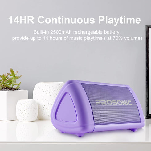 Prosonic BT3 Portable Wireless Bluetooth Speaker with 10W Stereo Sound & Bass Boost -Rich Sound & Intense Bass -Bluetooth 5.0 -Microphone -IPX5 - ...