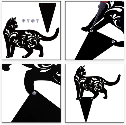 URATOT 3 Pack Metal Cat Garden Statues Black Cat Silhouette Cat Decorative Garden Stakes Garden Outdoor Statues Animal Stakes for Yard Decor and L...
