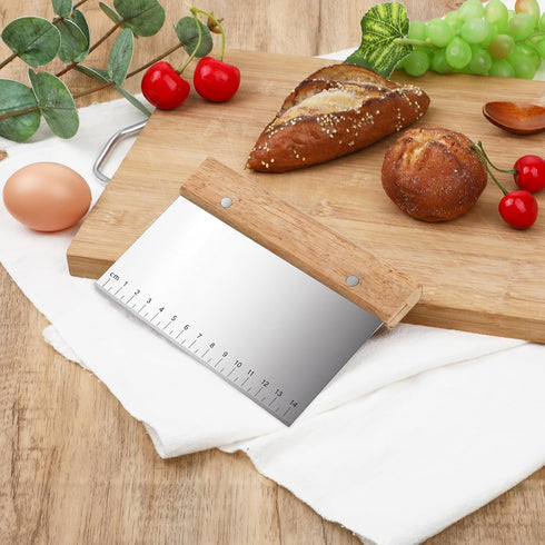 Bench Cutter Scraper, Dough Pastry Bench Scraper and Dough Cutter, Stainless Steel Food Scraper with Grip Handles & Measuring Scale for Baking Kit...
