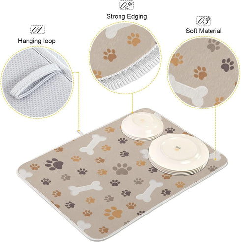 Dish Drying Mat for Kitchen Counter Kitchen Drying Mat Dish Rack Mat Dish Drainer Pad Microfiber Absorbent Washable Drying Pad for Countertop 16 x...