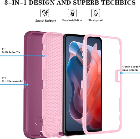 Qinmay for Motorola Moto G Play 2024 4G Case with HD Screen Protector, Moto G Play 4G 2024 Phone Case Shockproof 3-Layer Cover for Motorola Moto G...
