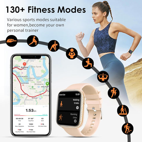 Smart Watch for Women, 1.75" AMOLED Fitness Tracker for Android iOS, Answer/Make Call with Heart Rate Sleep Monitor 130+ Sports Mode, IP68 Waterpr...