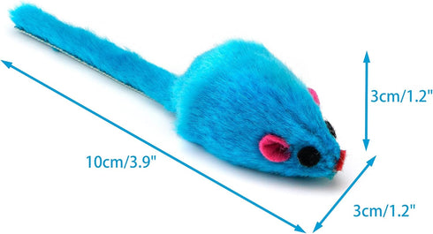 CHIWAVA 60PCS 4.1'' Furry Cat Toy Mice Rattle Small Mouse Kitten Interactive Play Assorted Color...