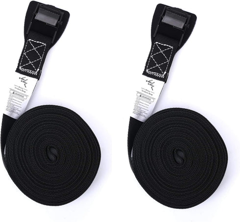 Tie Down Strap Padded Cam Lock Buckle - Cargo Straps for Moving Appliances, Lawn Equipment, Motorcycle SUP Kayak Surfboard Surf Rack - Black Pair...