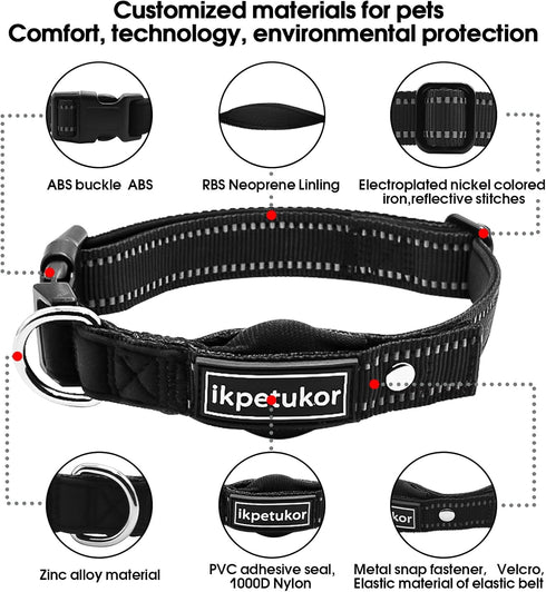 AirTag Dog Collar,IP68 Waterproof Case AirTag Dog Collar,Triple Anti-Lost,Wear-Resistant and Anti-Collision AirTag Collars,Reflective AirTag Pet C...