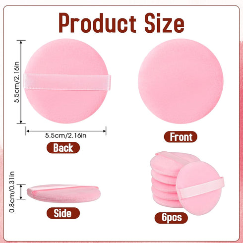 6 Pcs Powder Puffs for Face Powder, Round Makeup Puff Setting Powder Puff Ultra Soft Velour Powder Puff Make Up Sponges for Face Makeup Tools for ...