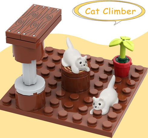 Farm Animals Cat Climber & House Building Set, MOC Toy Set for Kids, Girls and Boys Ages 6+...