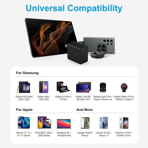 45W Samsung USB C Super Fast Charger, Type C Charger Fast Charging Wall Block with 6Ft Fast Charging Cable for Samsung Galaxy S24 Ultra/S24/S23 Ul...
