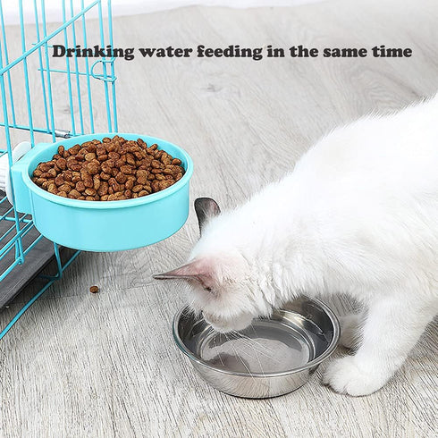 Love Dream Crate Dog Cat Bowls, Removable Stainless Steel Hanging Pet Cage Bowls Kennel, Food Water Feeder with Bolt for Puppy Rabbits Birds 2 Pac...