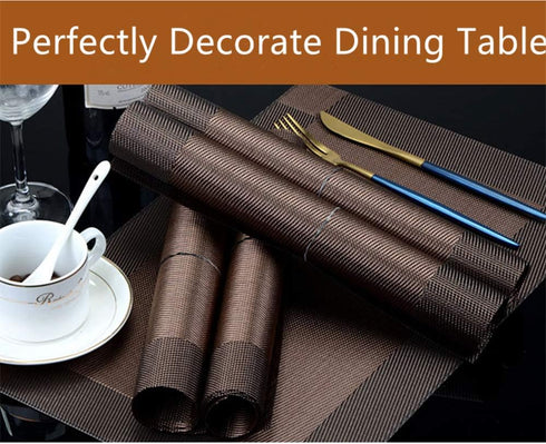 Placemats with Table Runner Sets Place Mats, Woven Crossweave Vinyl Kitchen Tablemat, Washable PVC Mats for Dining Table, Parties, Farmhouse, Than...