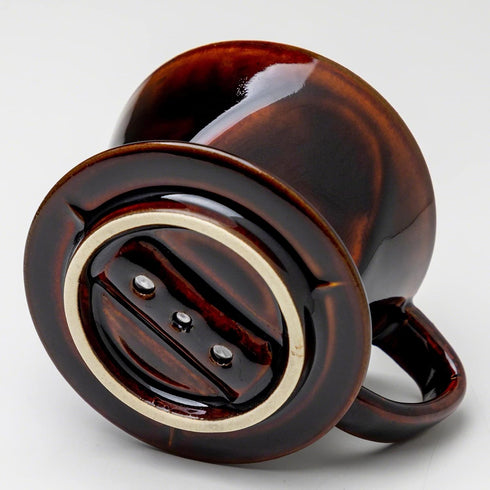 Asayu Japan Ceramic Coffee Pour Over Maker Set in Chocolate Brown, Slow Brewing Paper Filter Holder and Dripper with 3 Holes for Coffee and Tea (C...