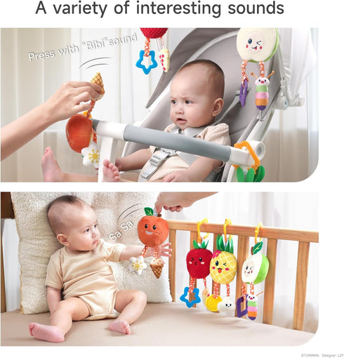 OR OR TU Baby Toys for 3 6 9 12 Months, Hanging Toys Fruit Rattles Infant Newborn Stroller Mobile Toys Car Seat Crib Plush Wind Chime for Boys Gir...