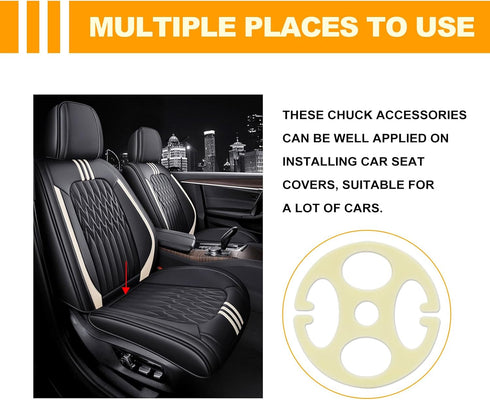 24 Pcs Car Seat Cover Plum Plate Metal Hook - 12Pcs Plastic Car Seat Covers Chucks + 12Pcs Metal Hook Locking Clip Plastic Card Fixing Buckle, Fas...