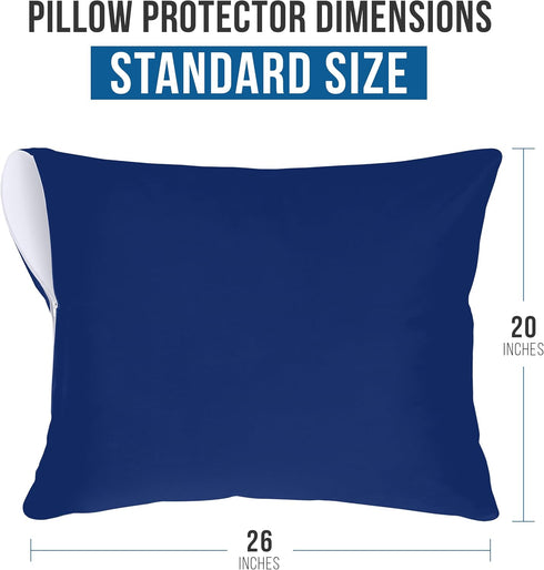Utopia Bedding Waterproof Pillow Protector Zippered (2 Pack) Standard Royal Blue – Pillow Encasement 20 x 26 Inches...