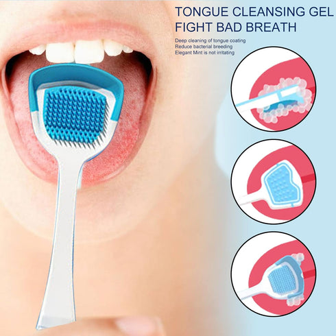 Tongue Cleaning Gel Set, Tongue Cleaner Gel with Tongue Brush, Tongue Scraper Scrubber for Adults with Cleaning Gel, Easy to Use for Adults Kids...