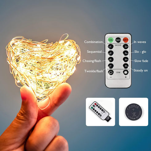 Homemory 2 Pack Each 20 Ft 60 LED Short Fairy Lights Battery Operated Christmas String Lights with Remote, Waterproof 8 Modes Firefly Twinkle Ligh...