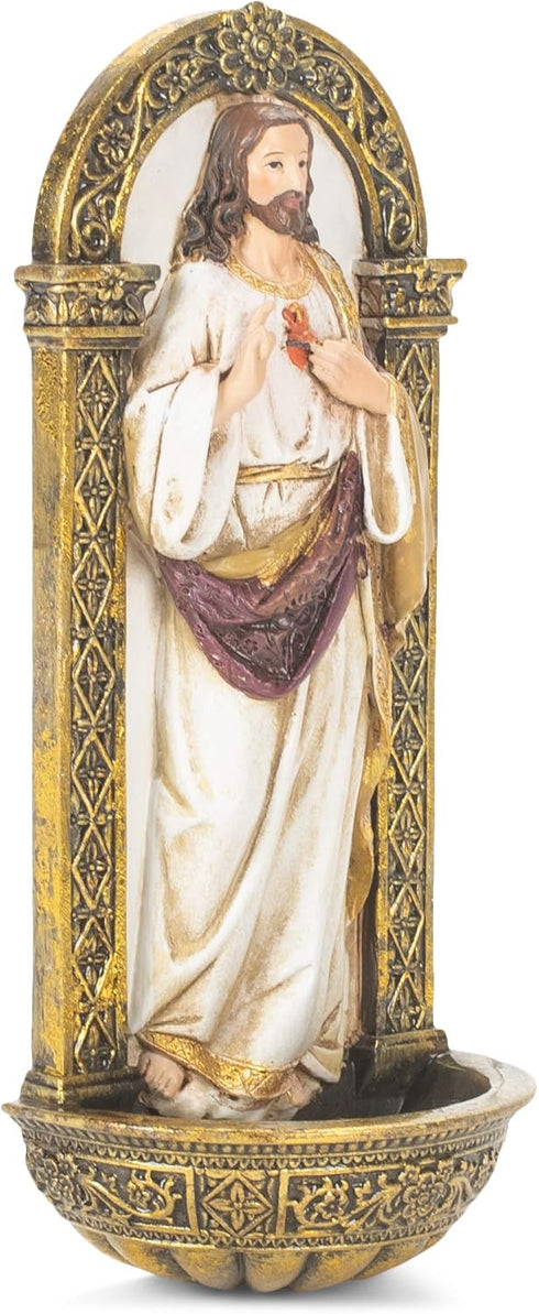 Heavenly Protectors Joseph's Studio by Roman Exclusive Sacred Heart of Jesus Holy Water Font Figurine, 7.5-Inch...