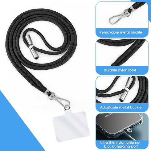 simarro Universal Cell Phone Lanyard, 2 Phone Chains with 4 Transparent Replacement Mobile Phone Straps Adjustable Nylon Neck Strap for All Smartp...