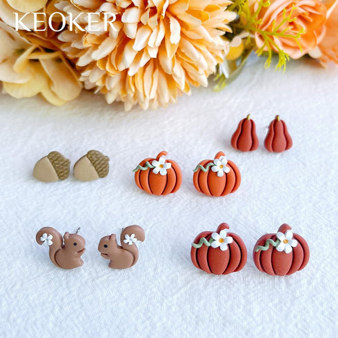 Keoker Fall Polymer Clay Cutters - Maple Leaf Clay Cutters for Earrings Making, 9 Shapes Autumn Clay Earrings Cutters, Clay Cutters for Polymer Cl...