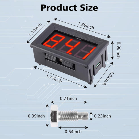 PEMENOL 12V Red Fahrenheit Digital Temperature Meter -76F~999F LED Display with Industrial Grade 0.5m K-Type Thermocouple Temperature Sensor M6...
