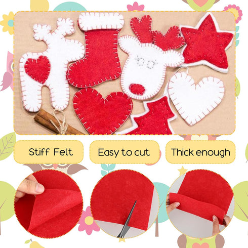 Felt Sheets Fabric, 7" x 11" Felt Fabric for Crafts 10Pcs Halloween Christmas Fabric Fall Felt for DIY and Sewing Projects (Red)...