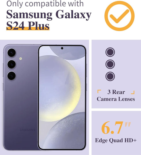 GVIEWIN for Samsung Galaxy S24 Plus Case with Screen Protector+Camera Lens Protector, Clear Stylish Floral Pattern Slim Protective S24+ Plus Cover...