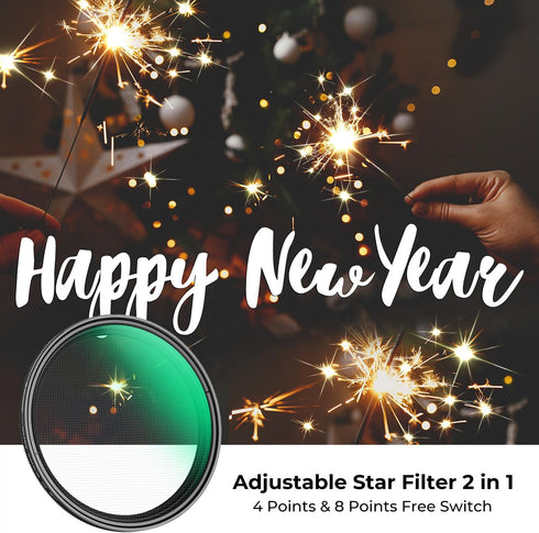 K&F Concept 49mm Variable Star Filter Cross Screen Starburst Filter 4, 8 Points -18 Layer Coating Ultra Slim Optical Glas Camera Lens Filter with ...