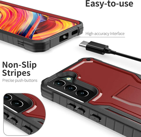 ExoGuard for Samsung Galaxy S22 Plus Case, Rubber Shockproof Heavy Duty Case with Screen Protector for Samsung S22 Plus Phone, Built-in Kickstand ...
