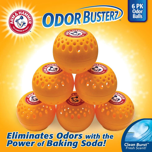 Arm & Hammer Odor Busterz Balls for Long Lasting Freshness - Deodorizer, Carpet Fresh, Odor Remover, Pet Fresh - 6 Count (Pack of 1), Orange...