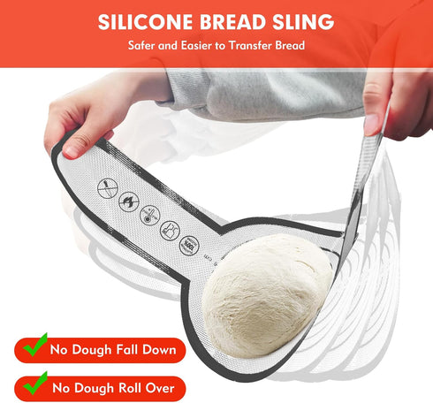 Silicone Bread Sling Set for Dutch Oven, Non-Stick, Heat Resistant, and Reusable - Includes 2 Long-Handled Baking Mats for Effortless Sourdough Br...
