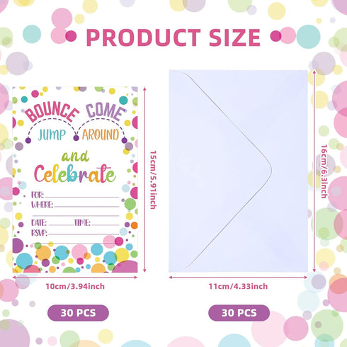 Zonon 30 Pieces Birthday Invitations for Girls Bounce House or Jumping Party Invitation Cards Kids Bounce House Trampoline Celebration Party Suppl...