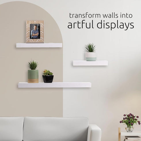 Kiera Grace Stockholm Maine Floating Wall Shelves - White, 12", 16", 24", Set of 3...