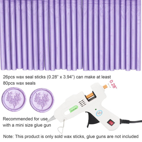 Lilac Purple Wax Seal Sticks 26pcs, Andotopee Glue Gun Wax Seal Sticks for Wax Seal Stamp, Premium Sealing Wax for Envelope Letter Seal Wedding In...